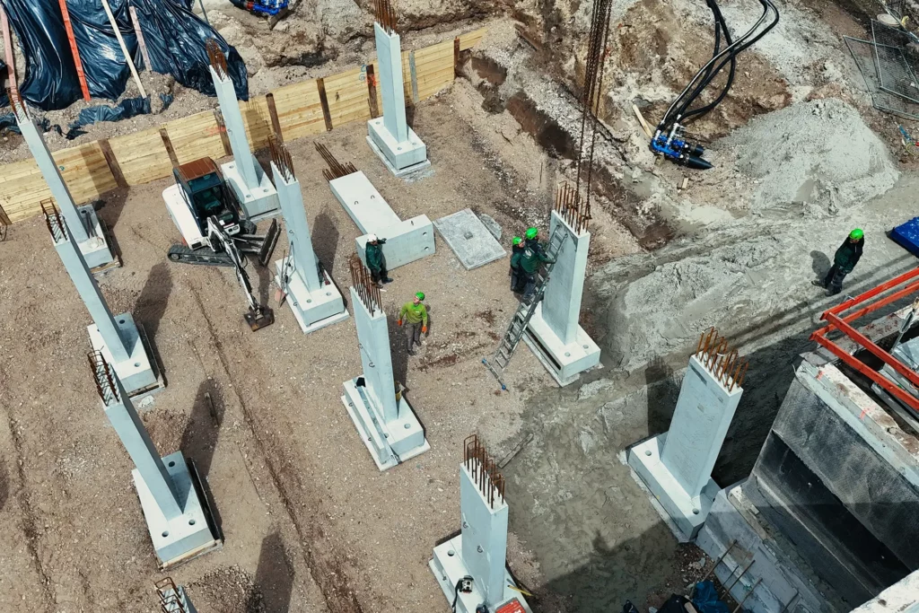 Fertigteilstützen für das neue Wärmepumpenkraftwerk: in Offenburg