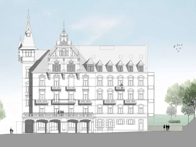 Planungsansicht des Schloss Rothschild in Nodrach