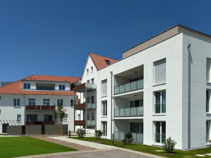 Moderne Neubauwohnungen in Rheinau bei Sonnenschein