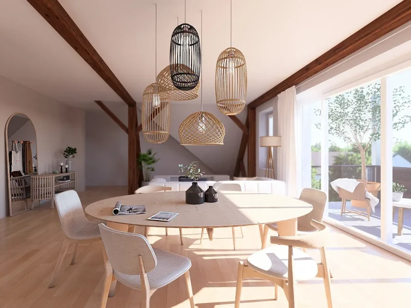 Visualisierung einer Dachgeschosswohnung in Rheinau Freistett