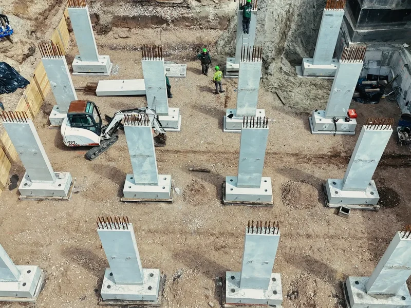 Fertigteilstützen für das neue Wärmepumpenkraftwerk: in Offenburg