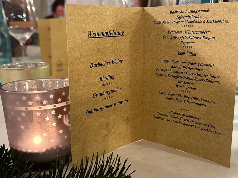 Menü der Weihnachtsfeier