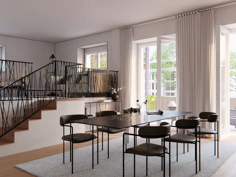 Innenraumvisualisierung der Wohnung 02 in der orbau Wohnanlage in Rheinau Freistett.
