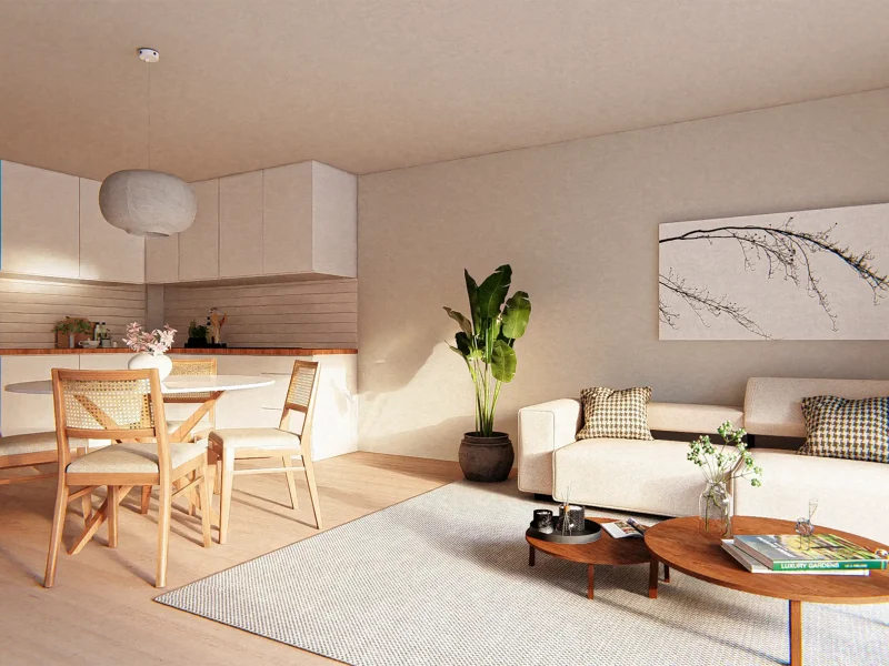 Visualisierung aus der Wohnung 05 in Fischerbach